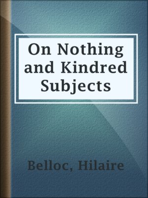 cover image of On Nothing and Kindred Subjects